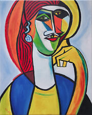 The Pondering Woman oil painting on canvas in Pablo Picasso style NEW