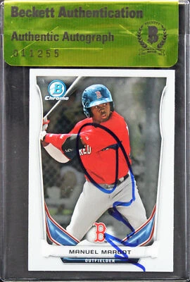 Подписанная карточка дебютанта Red Sox Manuel Margot 2014 Bowman Chrome #BCP29 BAS #11255 - Изображение 1 из 2