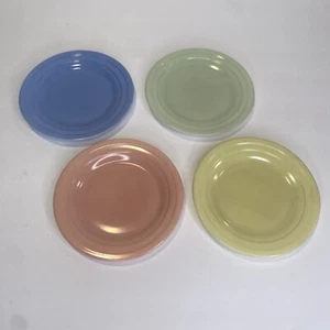 4 Vintage 1950's Hazel Atlas Hostess Pastel Milk Glass Children's Plates - Picture 1 of 7