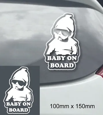 Baby On Board Cool Baby With Sunglasses Car Sticker • 5.95$