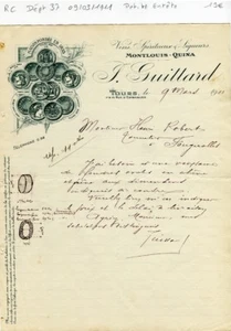 Dépt 37 - Tours 19 Rue d'Entraigues - Petite Entête Vins Spiritueux - 09/03/1911 - Picture 1 of 1