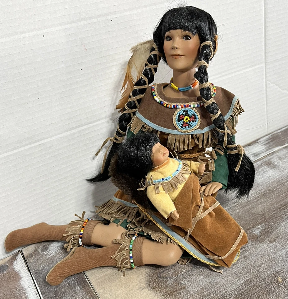 Muñecas de porcelana nativas americanas para mujer y bebé Patricia Rose 1998 papoose RARAS Foto 1 de 4