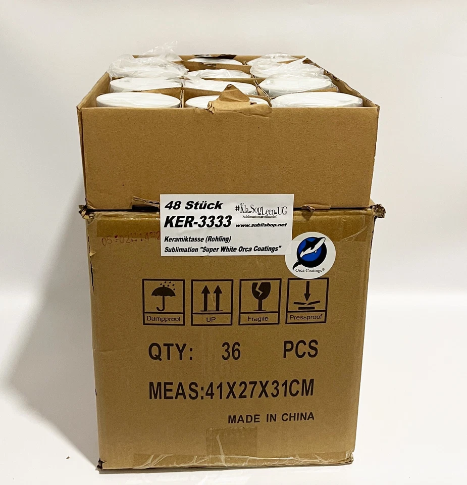 48 Stk. Sublimationstasse für den Sublimationsdruck / Orca Coating "SUPER WHITE"