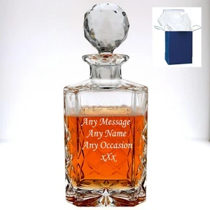 Personalised Crystal Whisky Decanter Birthday Gift Wedding, Birthday Gift Dad - Picture 1 of 5