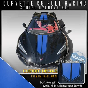 For 2020-2021 C8 Corvette Racing Stripes Overlay Graphic Decal Flat Matte Vinyl - Picture 1 of 18