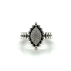 LAGOS Caviar Spark Marquise Sterling Silver Diamond Beaded Ring Size 7 - Picture 1 of 5