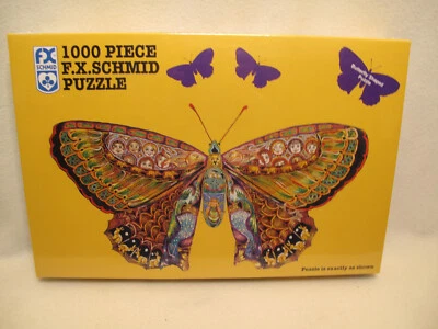 De colección ~ 1995 F.X. Schmid caprichoso en forma de mariposa ~ rompecabezas de 1000 piezas ~ caja sellada nueva Foto 1 de 4