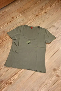wie NEU / s.Olvier T-Shirt mit kleinem Aufdruck / Khaki / Gr. 38 / Damen - Bild 1 von 6
