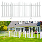 Outdoor 24-36'' Tall Vinyl Picket Fence Pvc Panel Yard Garden Home Decor W/ Pole