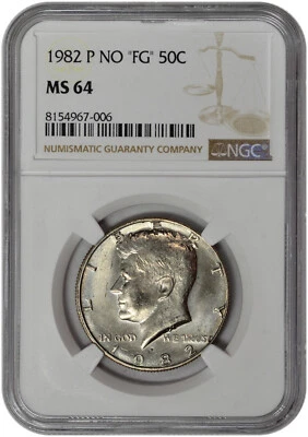 1982 P No "FG" 50C Kennedy Half Dollar NGC MS 64 New Holder - Image 1 of 2