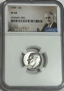 1959 Roosevelt Dime 10C NGC PF 69 - Picture 1 of 2