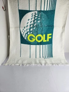 Vintage 1992 Devant LTD Golf Handtuch Kanone hergestellt in den USA weiß grün türkis 23x16 Fransen - Bild 1 von 11