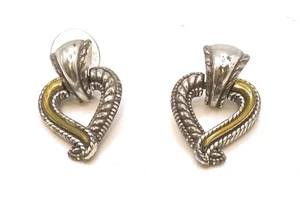 Brighton CALLIE HEART Silver Gold Plate Heart Earrings Two Tone Post - Picture 1 of 4