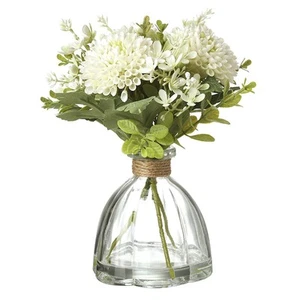 Artificial Flowers in Glass Vase with Jute Bow Pretty Home Accessories New Home - Picture 1 of 1