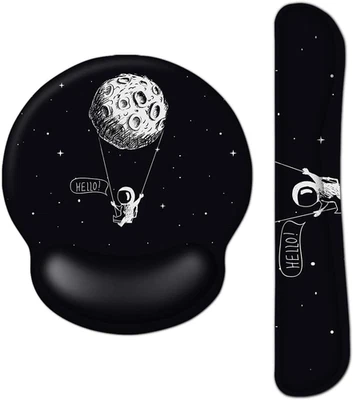 Tappetino per Mouse Con Poggiapolsi per Tastiera, Set Ergonomico, Nero - Immagine 1 di 4