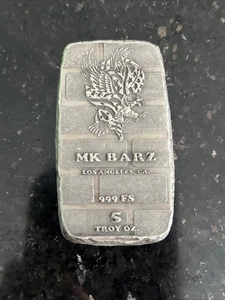 5 Ozt MK BarZ "Eagle" Monogrammed Back Weight Bar .999 Fine Silver - Picture 1 of 4