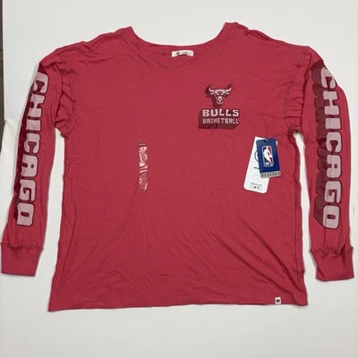 Chicago Bulls '47 Mujer Manga Larga Luminancia Ranura Caramelo Manzana Grande NUEVO Foto 1 de 4