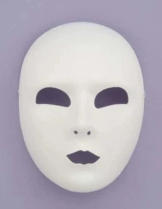 WHITE FULL FACE VENETIAN EYE MASK ADULT JABBERWOCKY HALLOWEEN COSTUME ACCESSORY - Picture 1 of 3
