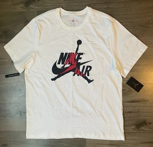 New Mens Nike Air Jordan 1 Classic Jumpman T-Shirt BV5905-100 White Blk/Red XXL - Picture 1 of 13