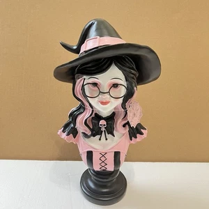Bella Lux Halloween Witch Bust Statue 15x8 Posh Pink & Black Glasses NEW - Picture 1 of 5