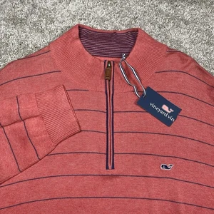 NEU Vineyard Vines Pullover Herren XL Mill River gestreift 1/4 Zip Sweater Preppy - Bild 1 von 10