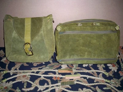 Винтажный 70-х Hartmann зеленый замши кожи морской веревки сумка и сумка - Изображение 1 из 4