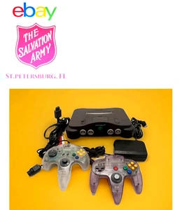 Nintendo 64 Video Game Console With Two Controllers & Cords Tested & Working - Picture 1 of 15