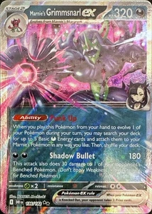 Juego de cartas coleccionables Pokémon Marnie's Grimmsnarl ex 136/182 SV10: Destined Rivals doble raro - Imagen 1 de 1
