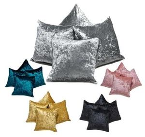 Set of 4 Luxury Crushed Velvet Cushion Covers Piped Edges 18 inch ® Red Rainbow - Picture 1 of 7