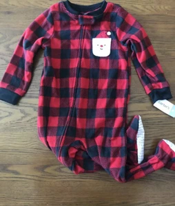 Pijama de Santa a cuadros de Navidad de Carter para niños. Footie. Talla 2T - Imagen 1 de 4