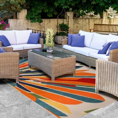 DAWTON HILL Leander Modern Geometric Abstract Indoor Outdoor Area Rugs or Runner Rug