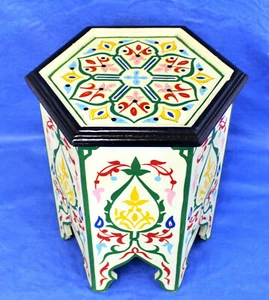 Moroccan Side Table Corner End Accent Piece Cream Color Authentic Decor Size 3 - Picture 1 of 4