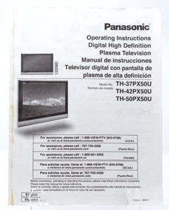Panasonic Operating Instruction Manual Plasma TV 2005 Model TH37PX50U TH50PX50U - Picture 1 of 15