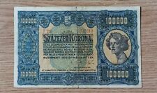 Hungary Ungarn 100.000 Korona  1923 , Pick# 72 . Scarce banknote, crispy paper