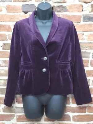 Chaqueta Blazer J.Crew Mujer 6P P Púrpura Terciopelo Forrado Peplum Dobladillo Botón Delantero Foto 1 de 4