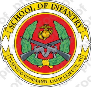 AUFKLEBER USMC SCHOOL OF INFANTRY CAMP LEJEUNE USMC Lisc # 20187 - Bild 1 von 1