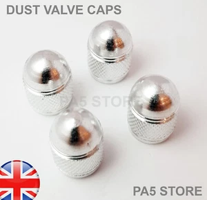 4x Tappi Antipolvere ARGENTO Forma di Proiettile Alluminio Cromato Valvola Pneumatici Auto Bici Ruota UK - - Foto 1 di 1