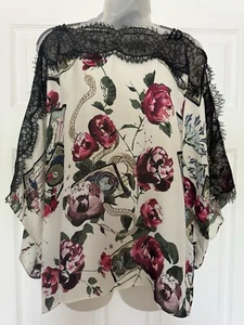 Roberto Cavalli Damen Weiße florale schulterfreie Seidenbluse IT 42 US 6,8 M - Bild 1 von 10