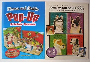 HORSE AND STABLE POP-UP STICKER SCENES and JOHN W GOLDEN'S DOGS STICKER BOOK -C - Picture 1 of 10