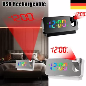 LED Wecker mit Projektion Digital Wecker Temperatur Dimmbar Tischuhr Alarm USB - Bild 1 von 15