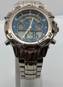 VTG SERGIO VALENTE Mens Watch new Batteries Analog/Digital Backlight 8โ Silver - Picture 1 of 9