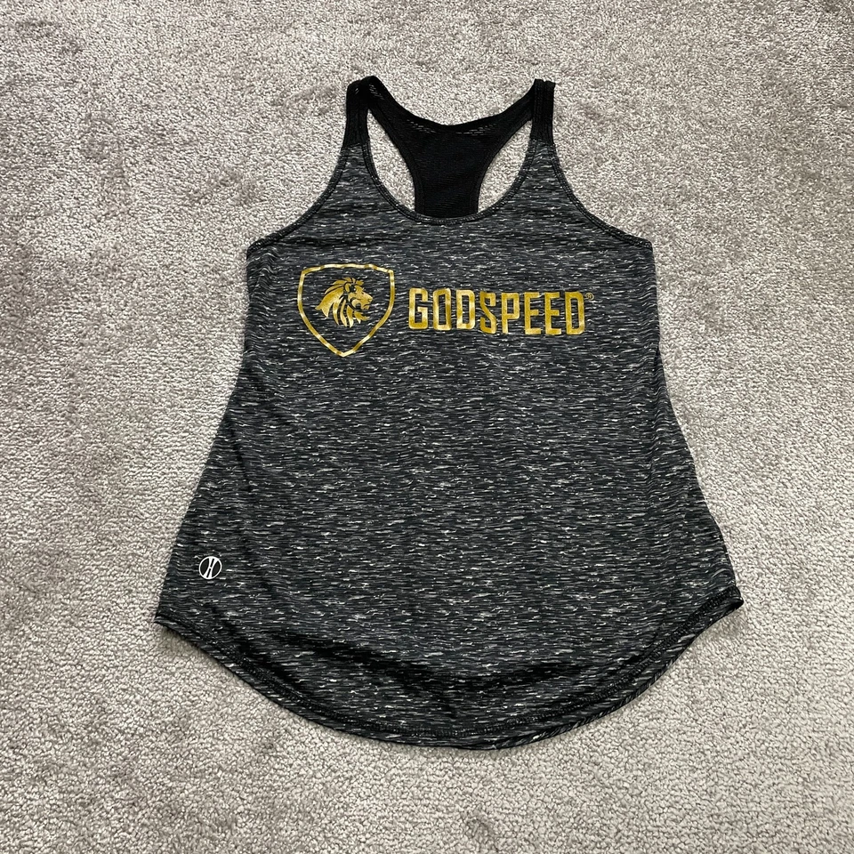 Camiseta sin mangas deportiva Holloway para mujer pequeña gris halter espalda deportiva gráfico gimnasio activo Foto 1 de 4