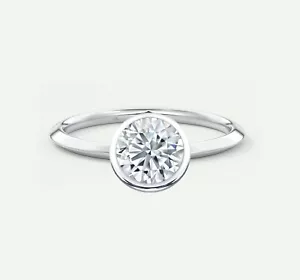 IGI E/VS 5 kt runder im Labor hergestellter gewachsener Diamant massiver 14 K Weißgold-Einfassung Ring - Bild 1 von 5