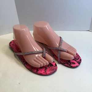 Olivia Miller Damen-Pantoletten Sandalen pink bunt Schlangenleder flach Slipper Gr. 8M neu - Bild 1 von 6