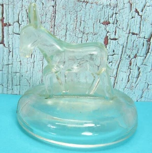 Vintage Jeanette Crystal Clear Donkey LID ONLY for Powder Trinket Covered Dish - Picture 1 of 7