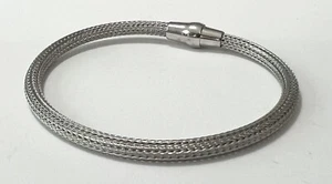 MILOR Italy 925 Sterling Silver 4mm Tubular Mesh Chain Bracelet Magnetic Clasp - Picture 1 of 12