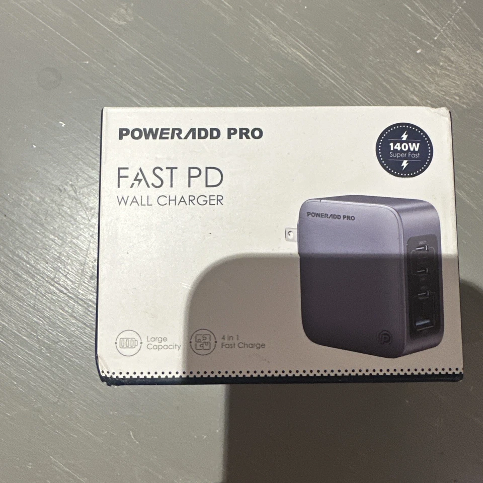 POWERΛDD PRO 140W USB Wall Charger Adapter QC4.0 4 Ports GaN USB C Wall Charger - Image 1 of 2