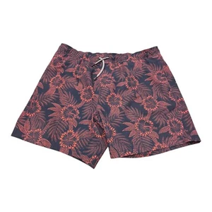 Reyn Spooner Swim Trunks Mens 2XL Brunt Red Blue Hawaiian Floral Hibiscus Lined - Picture 1 of 19