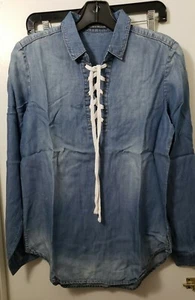 TALLA M Chelsea & Theodore Azul Tencel Botón Superior Frontal - VENTA DE MUESTRA - Imagen 1 de 7