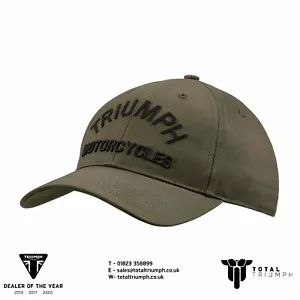 Triumph Motorcycles Shaw Embroidered Khaki Baseball Cap Logo NEW MCAS25205 - Picture 1 of 2